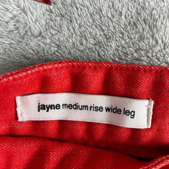 VTG Paper Denim and Cloth Jeans Jayne Wide Leg Mid Rise 27 Chili Red Designer - Picture 4 of 16